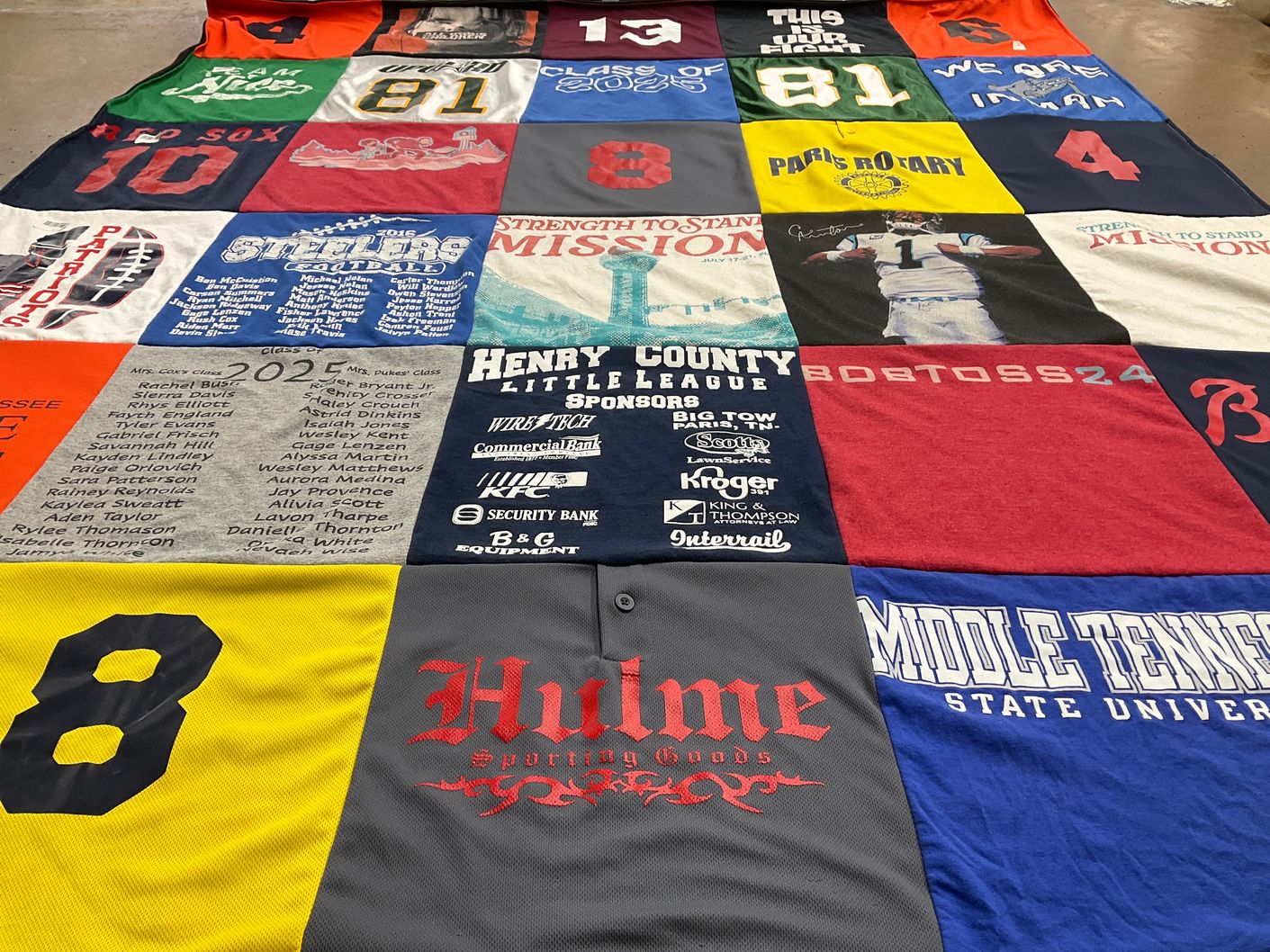T-shirt quilt from middle tennessee state university by Jennifer from TN