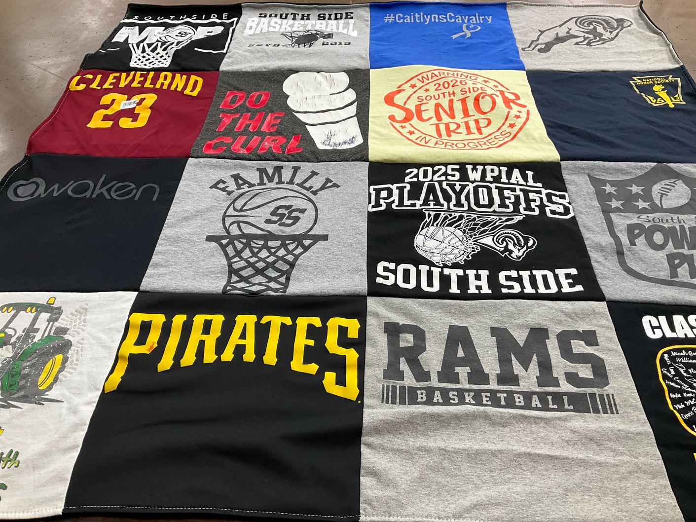 T-shirt quilt featuring south side rams, south side pirates by Jennifer from PA