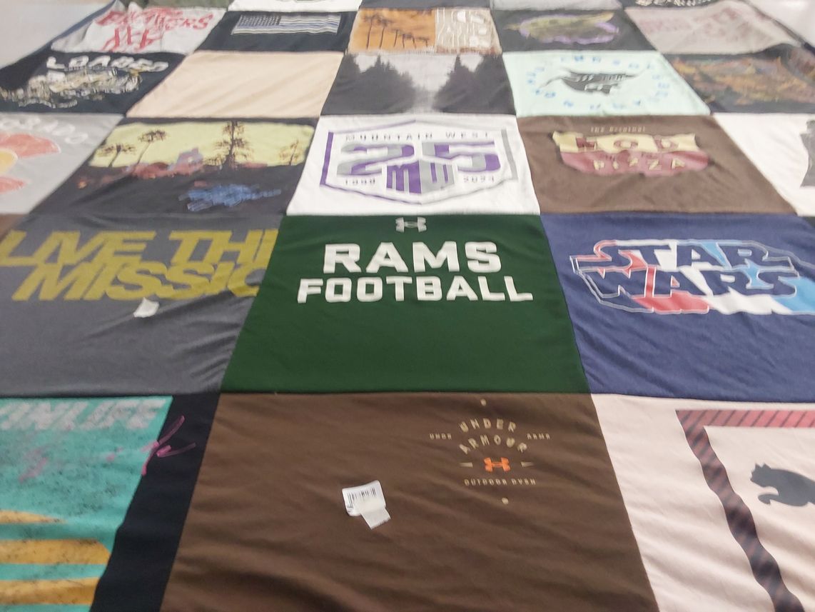 T-shirt quilt featuring rams football by Julie from CO