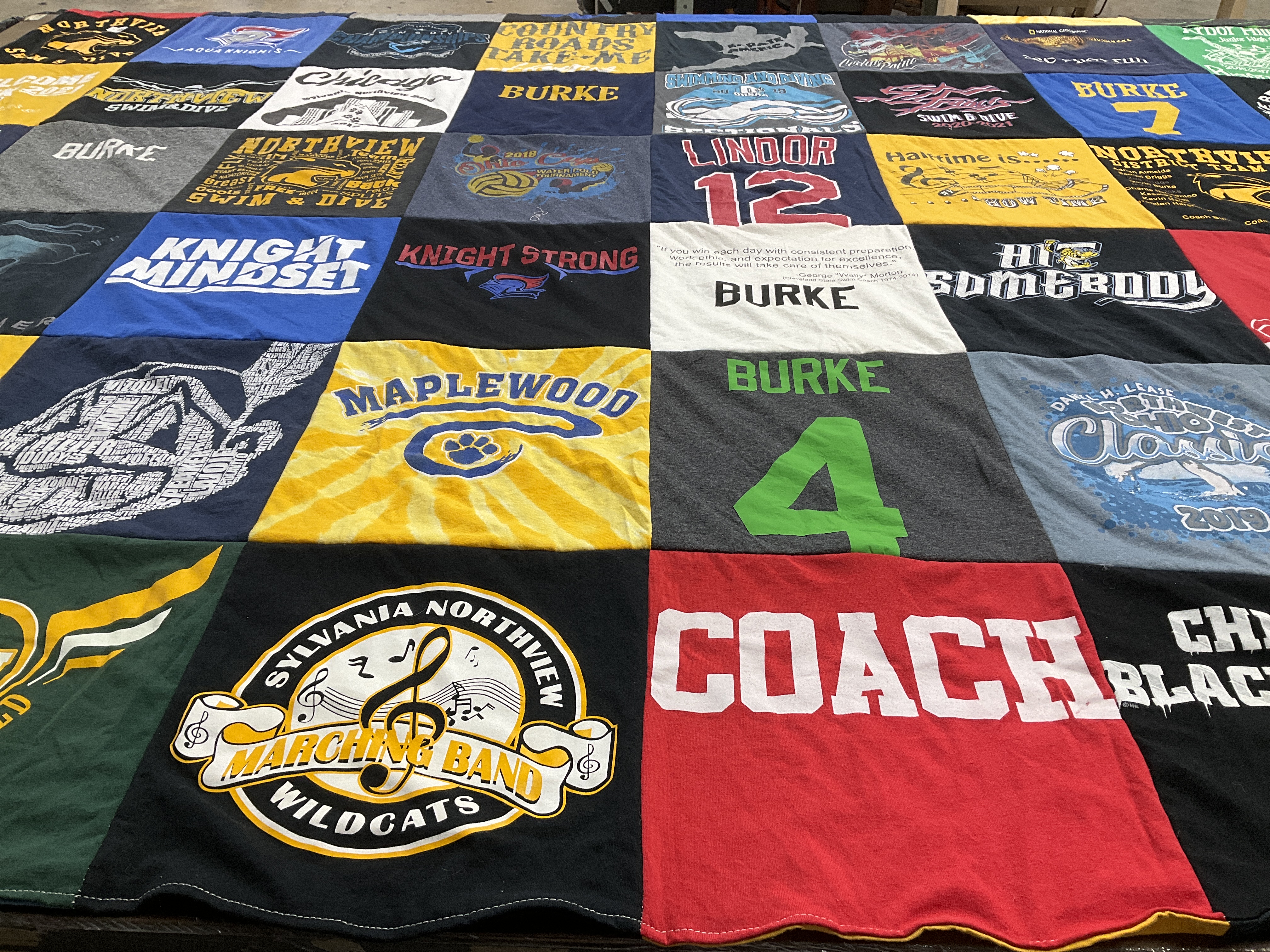 T-shirt quilt from west virginia university, university of toledo by Mike from OH