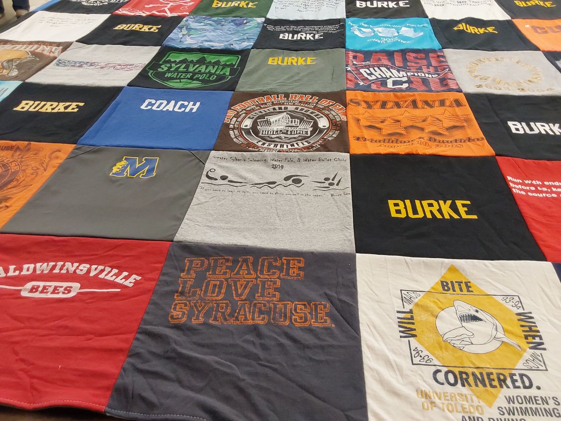 T-shirt quilt featuring baldwinsville bees by Mike from OH