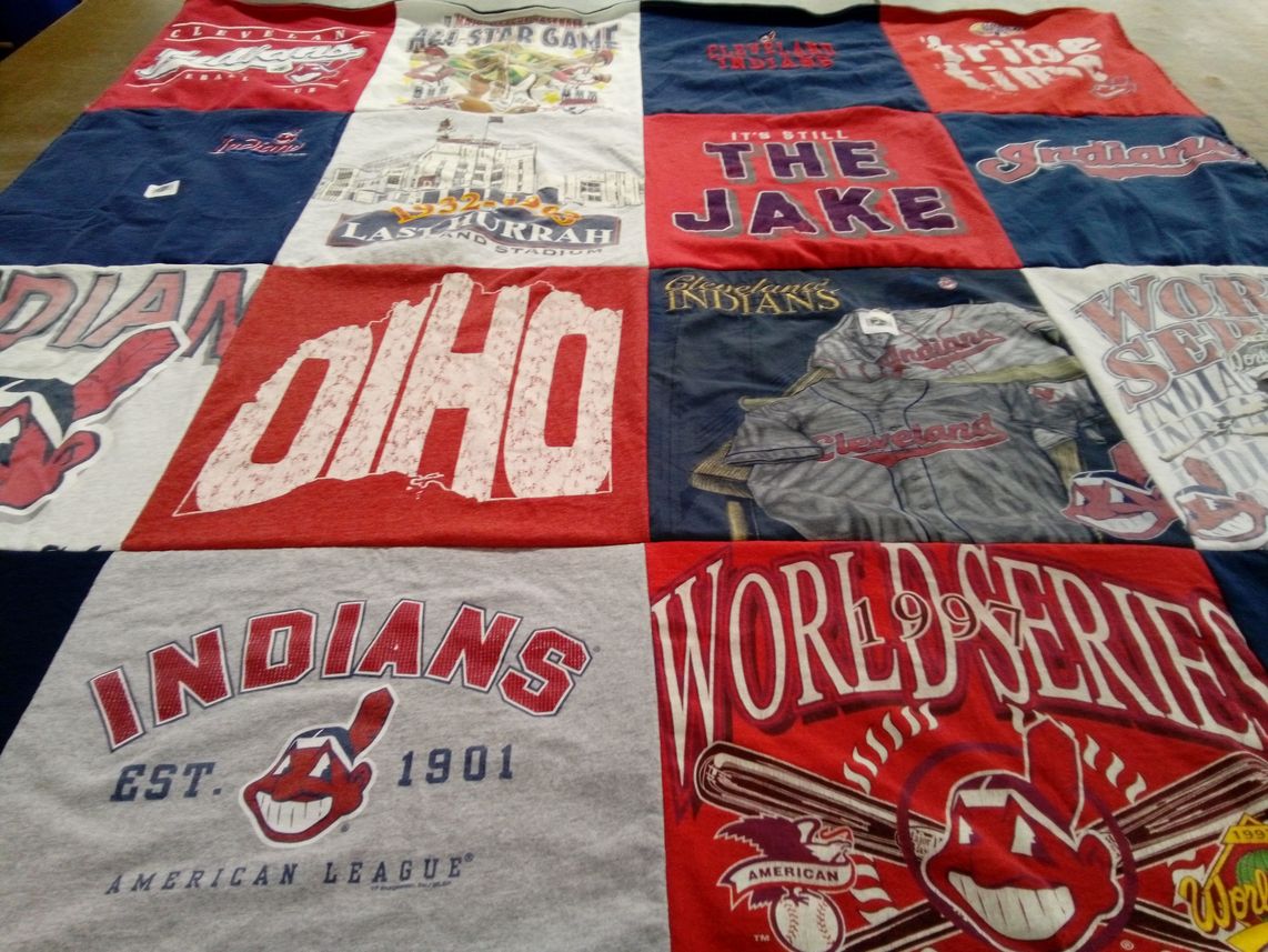 T-shirt quilt featuring cleveland indians by Julia from OH