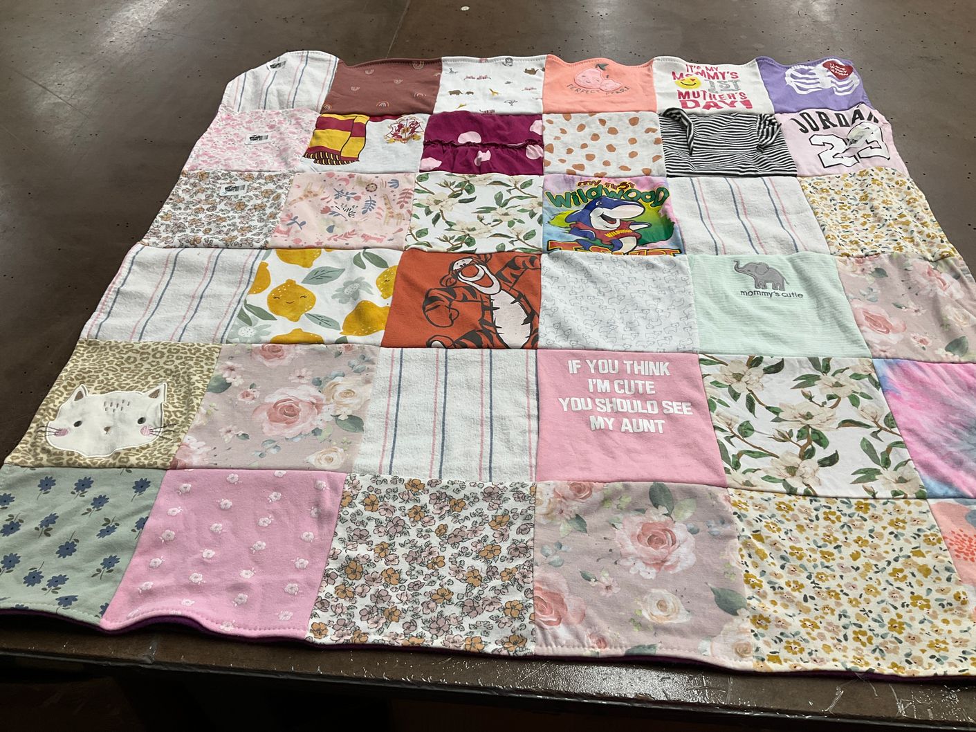 T-shirt quilt with family, motherhood themes by Melissa from NJ