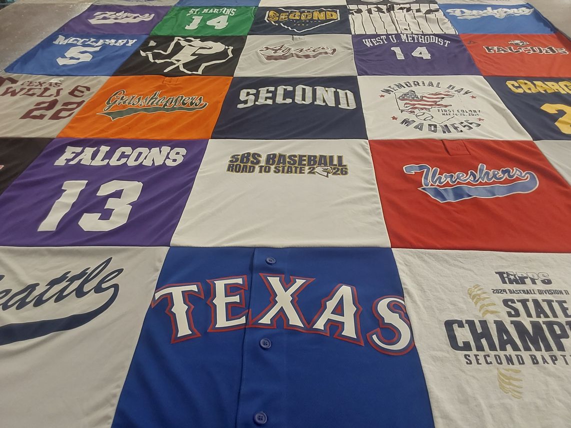 T-shirt quilt featuring falcons, threshers by Tracy from TX