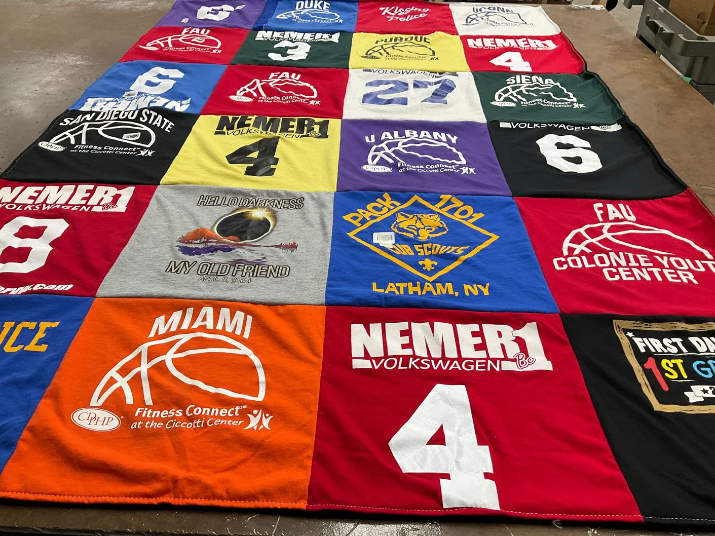 T-shirt quilt featuring pack 170, youth scouts by Rebecca from NY