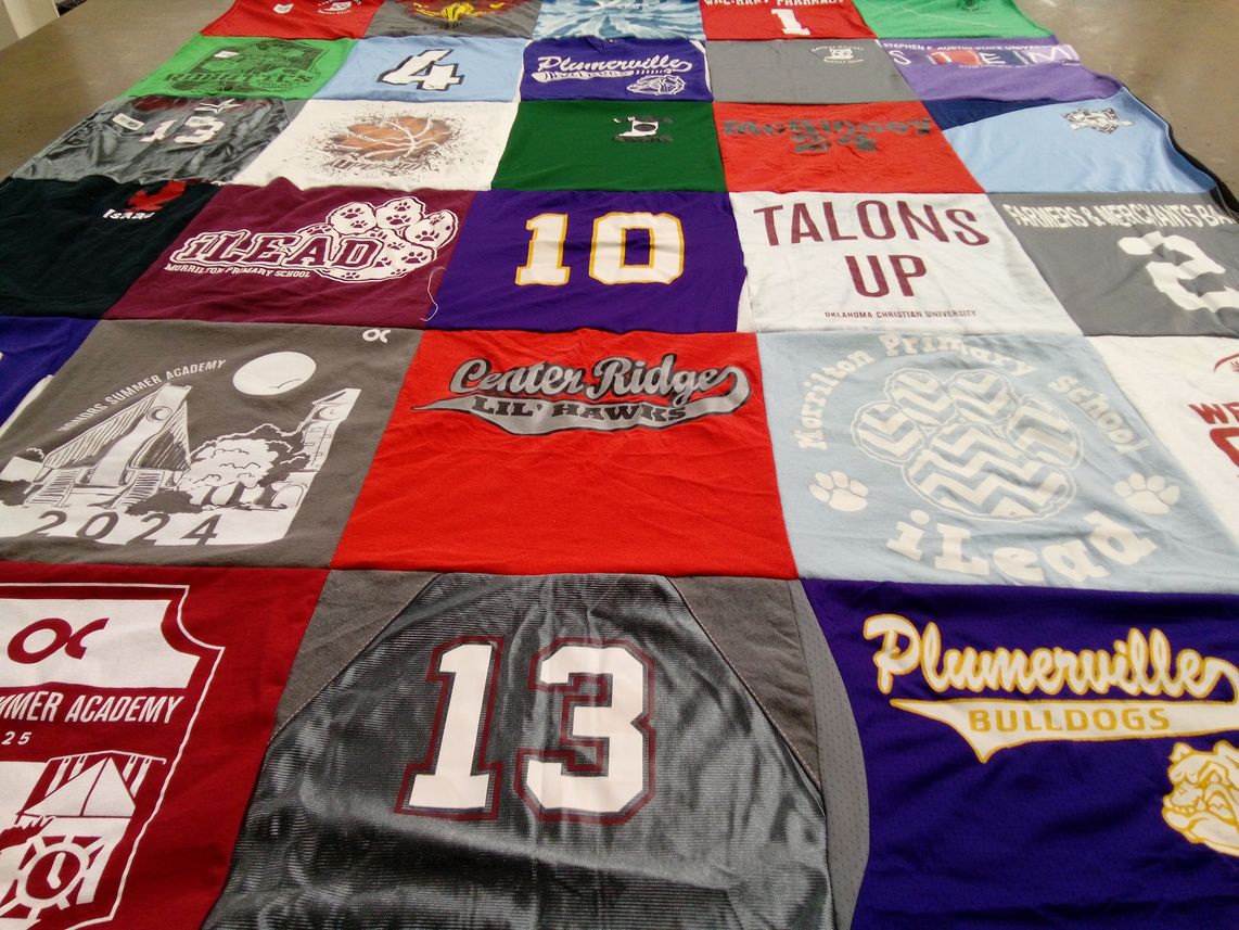 T-shirt quilt featuring plumerville bulldogs by Candace from TX