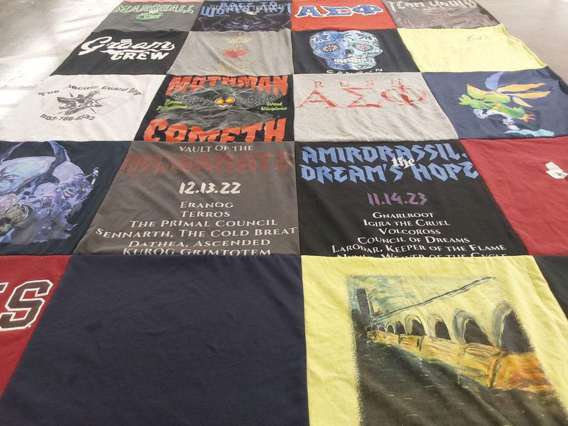 T-shirt quilt with gaming themes by Debra from WV