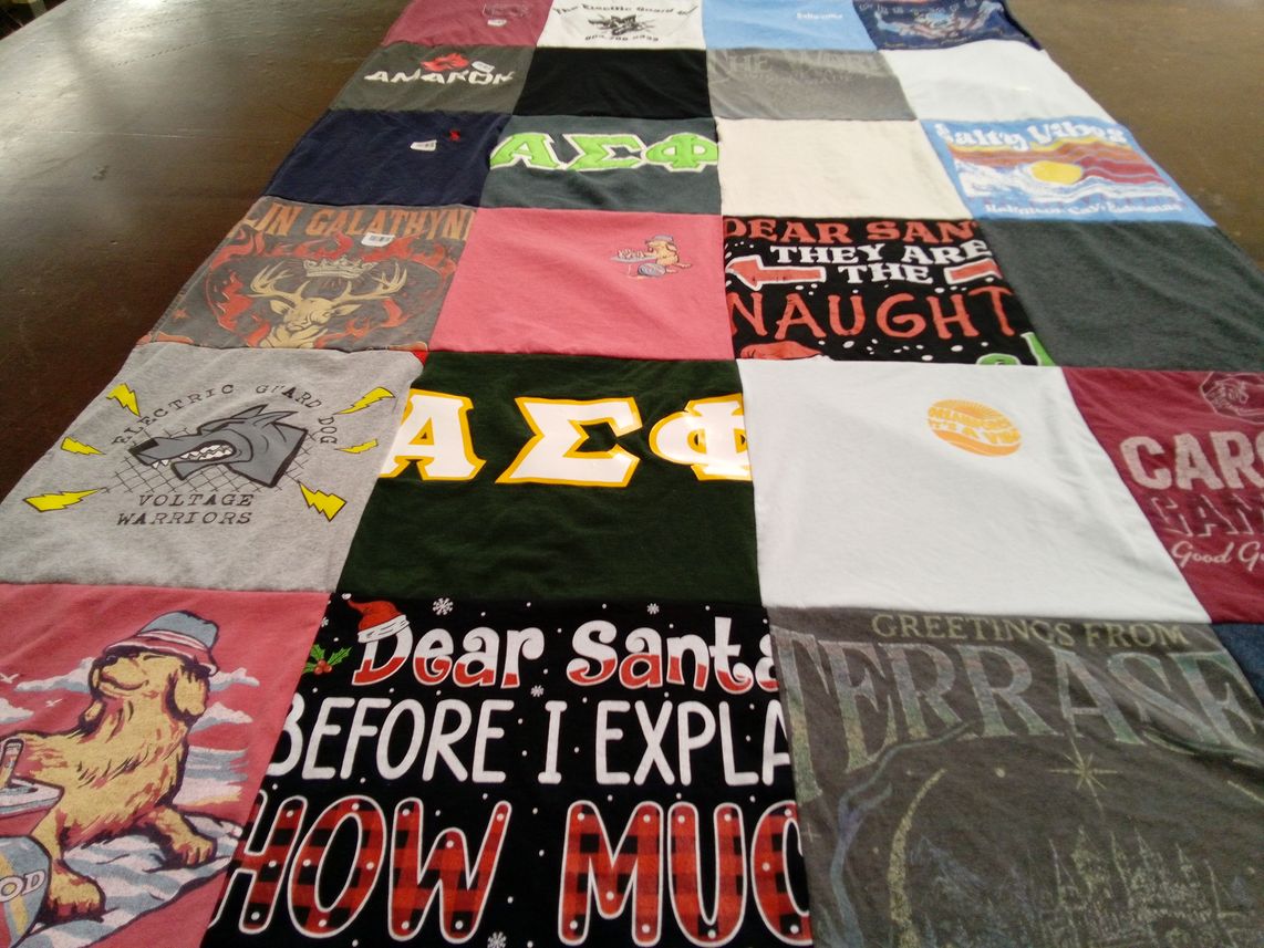T-shirt quilt with holidays, christmas themes by Debra from WV