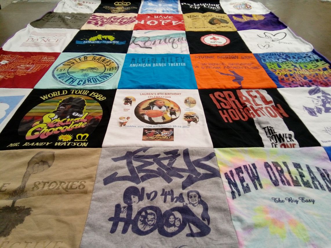 T-shirt quilt with dance, theater themes by Ronique from MD