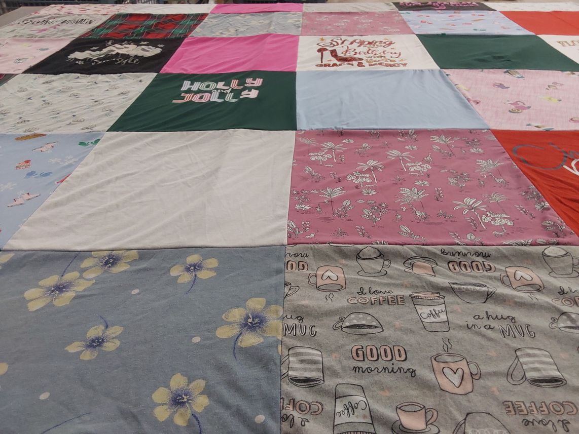 T-shirt quilt with coffee, birthdays themes by DEMETERIA from FL