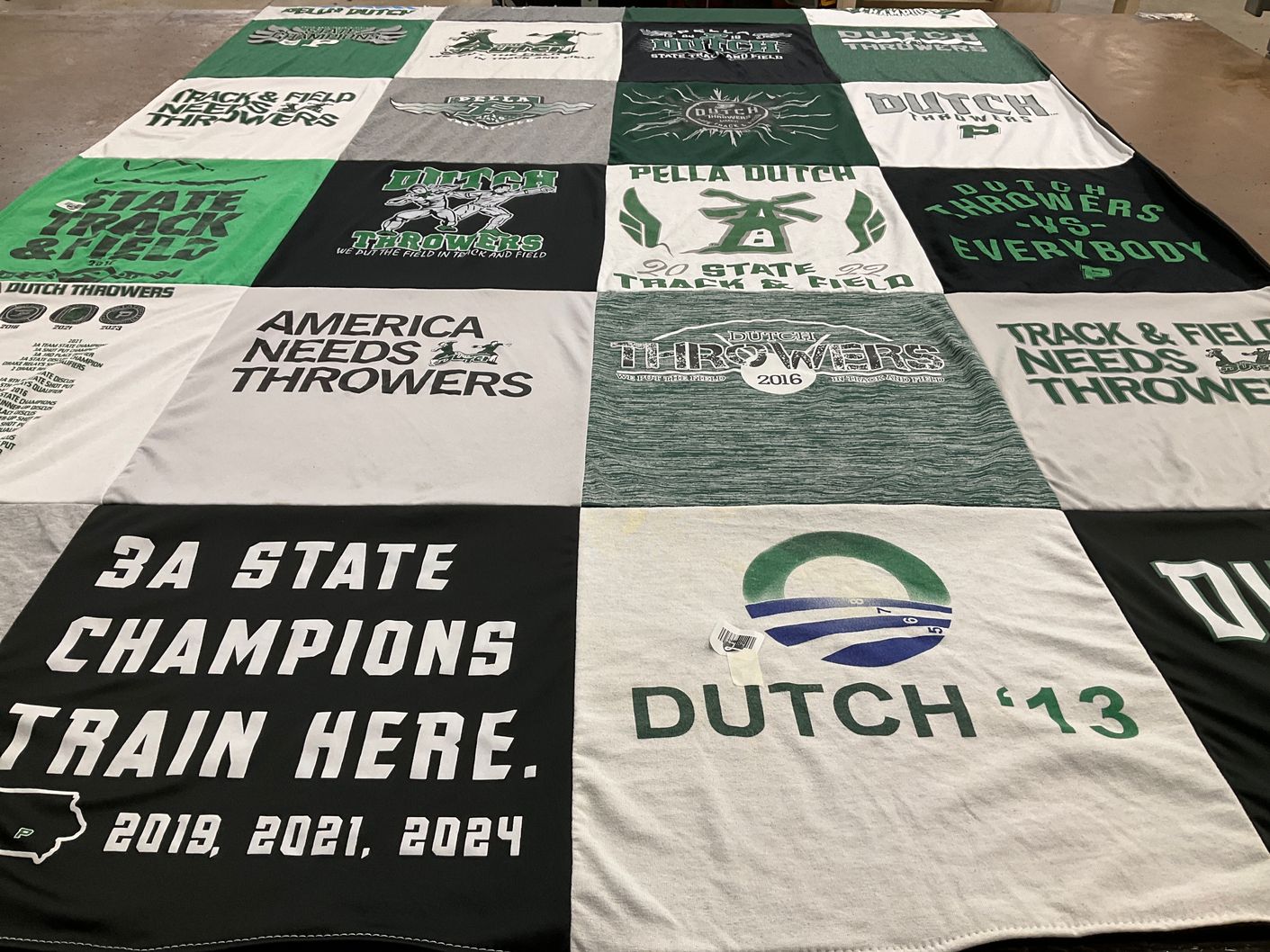 T-shirt quilt featuring pella high school track and field by Jason from IA