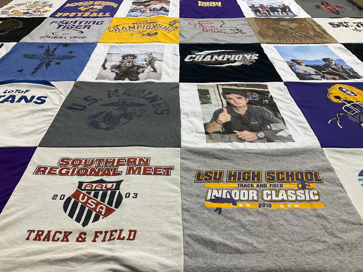 T-shirt quilt from lsu high school by Denise from LA