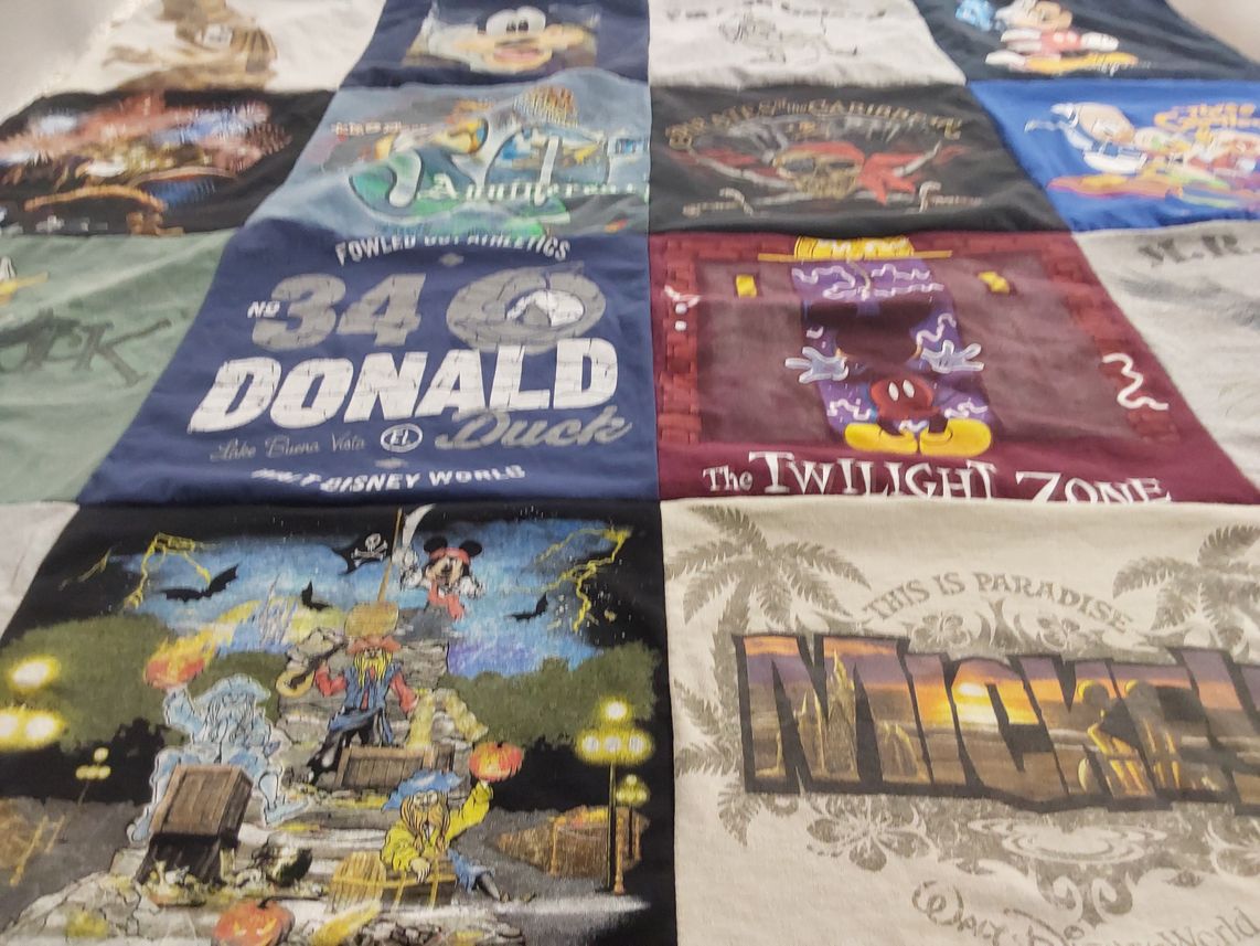 T-shirt quilt with disney, animation themes by Donna from MD