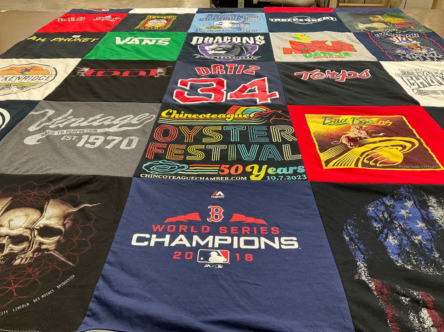 T-shirt quilt featuring boston red sox by Carolyn from VA