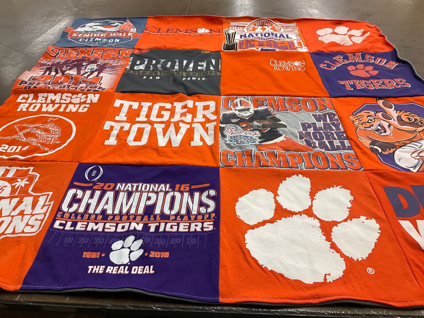 T-shirt quilt featuring clemson tigers by Emily from GA