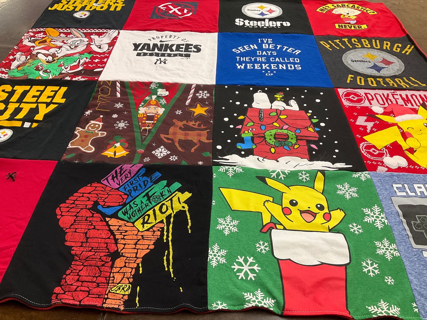 T-shirt quilt featuring pittsburgh steelers football by Sherika from VA