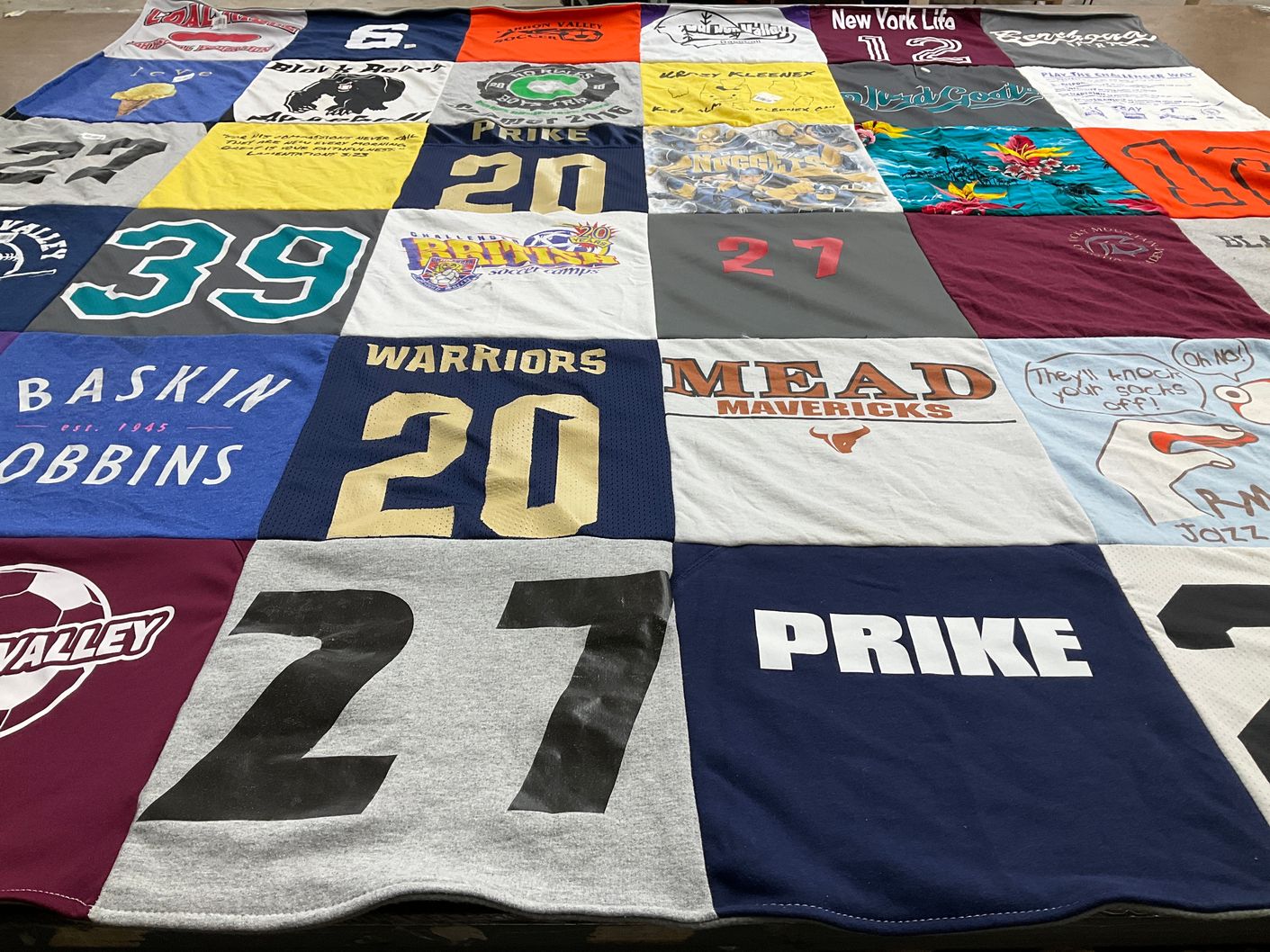 T-shirt quilt featuring mead mavericks by Nicole from CO