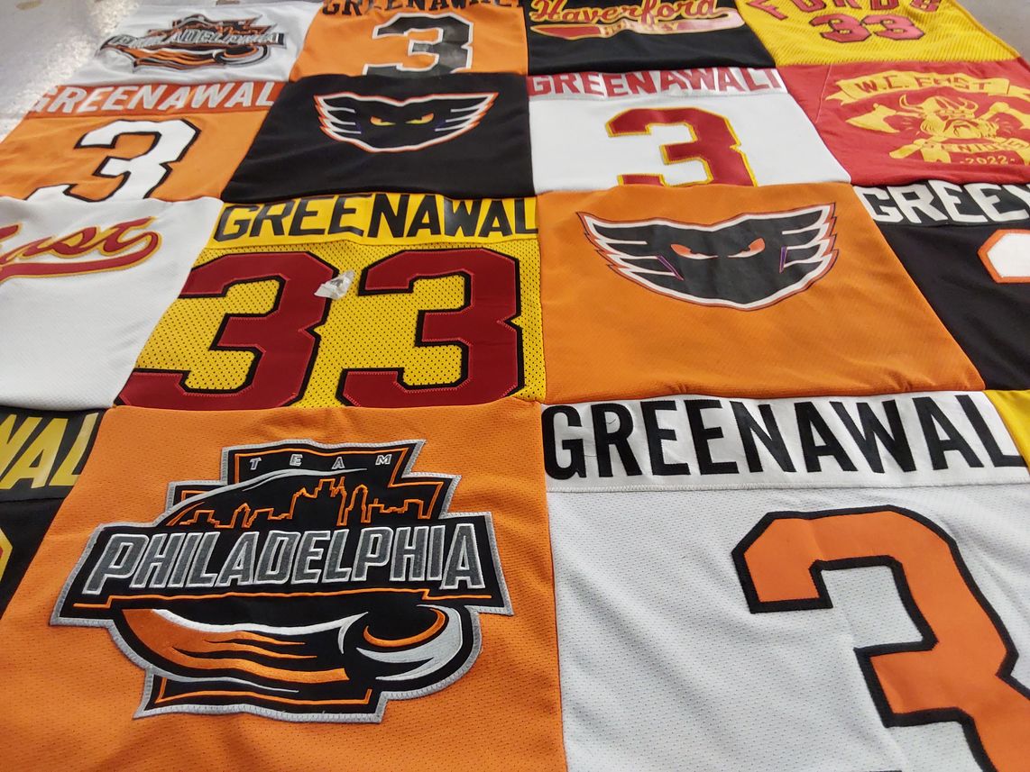 T-shirt quilt featuring philadelphia flyers by Wendy from PA