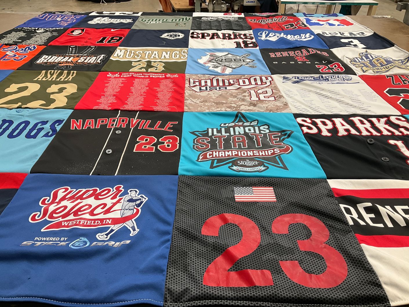 T-shirt quilt featuring sparks by Suzanne from IL