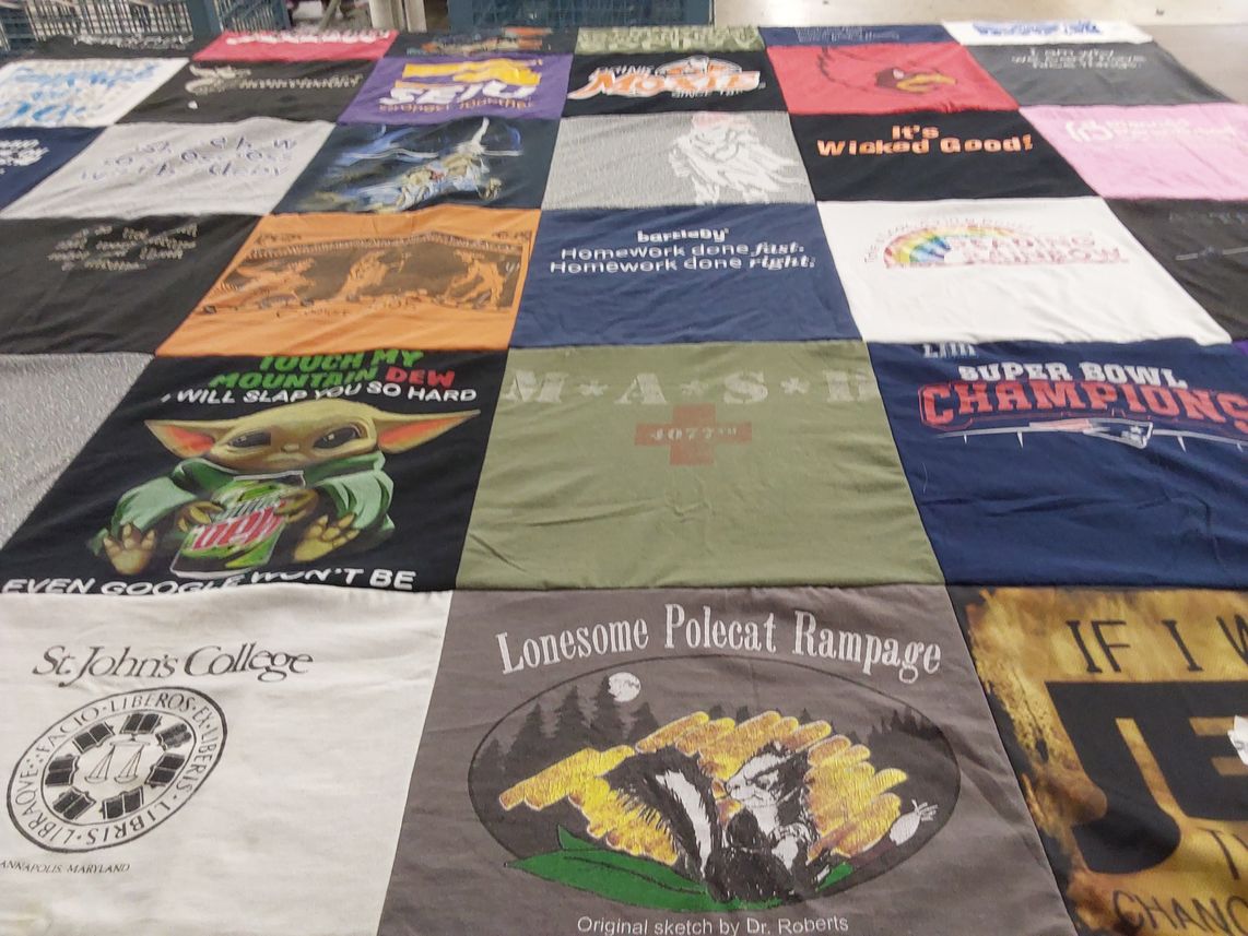 T-shirt quilt from st john's college by Karra from MD