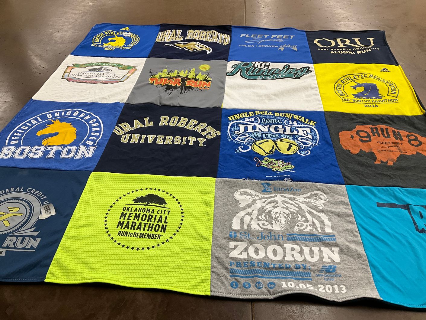 T-shirt quilt from oral roberts university by Kevin from OK