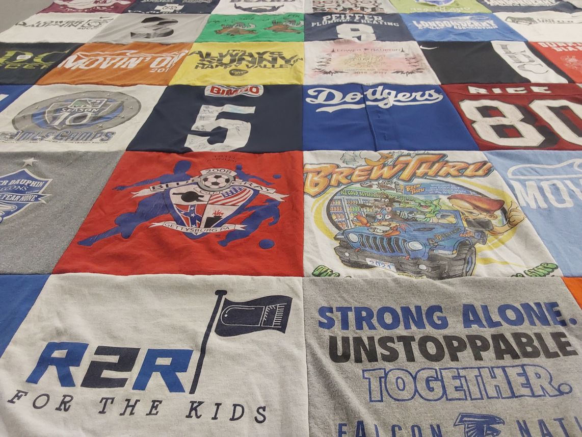 T-shirt quilt with soccer, sports themes by Sherie from PA