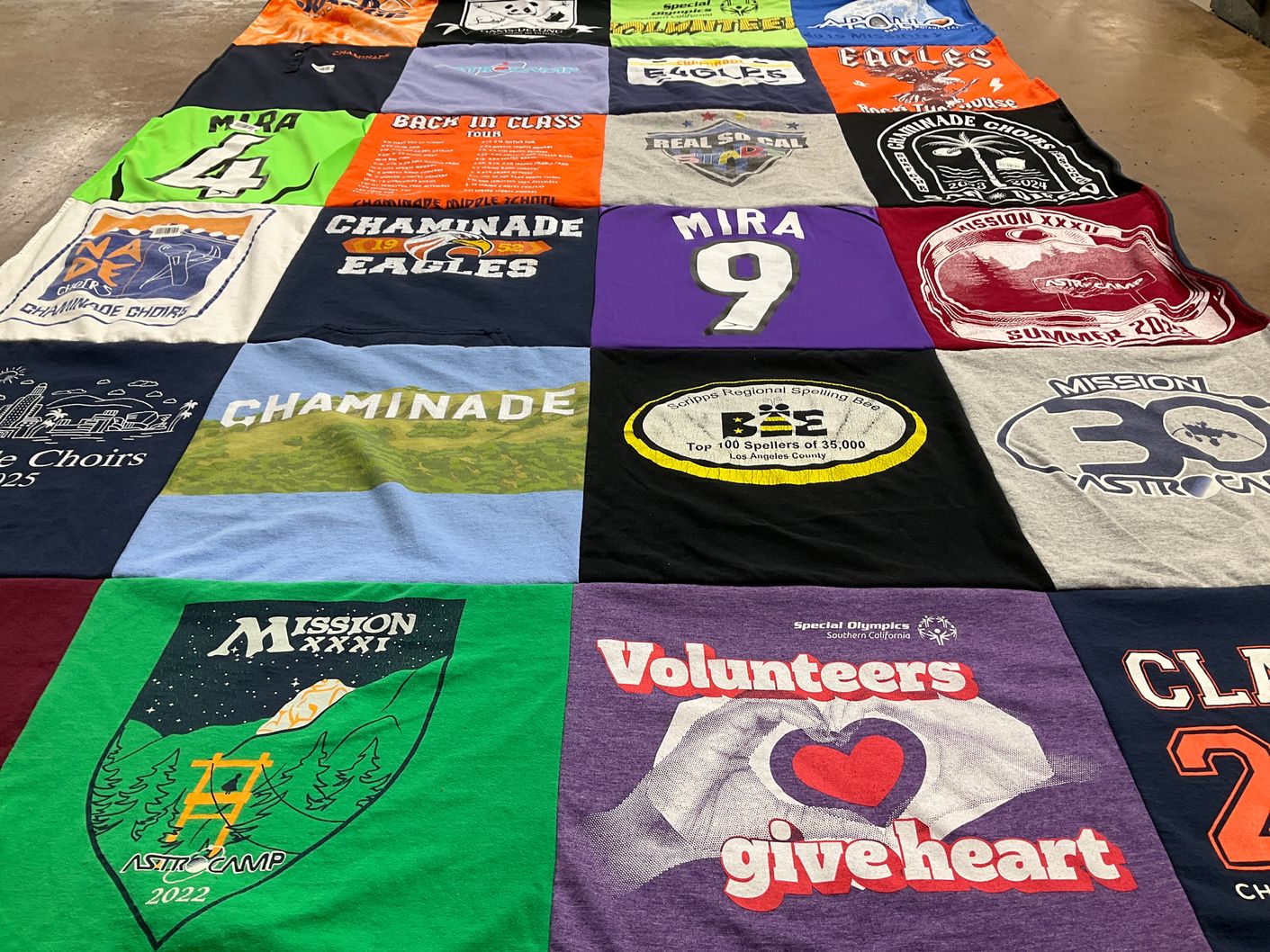 T-shirt quilt featuring chaminade eagles by Grayson from CA