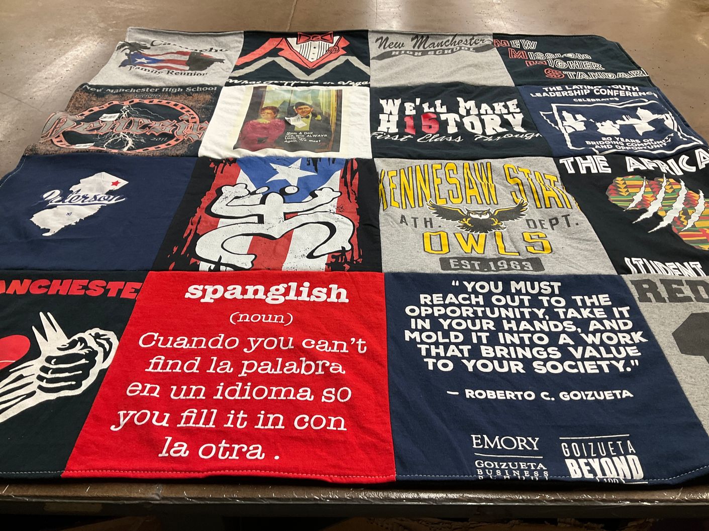 T-shirt quilt from new manchester high school, kennesaw state university by Jennifer from MA