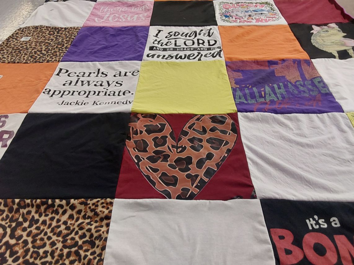T-shirt quilt with faith, fashion themes by Judy from FL