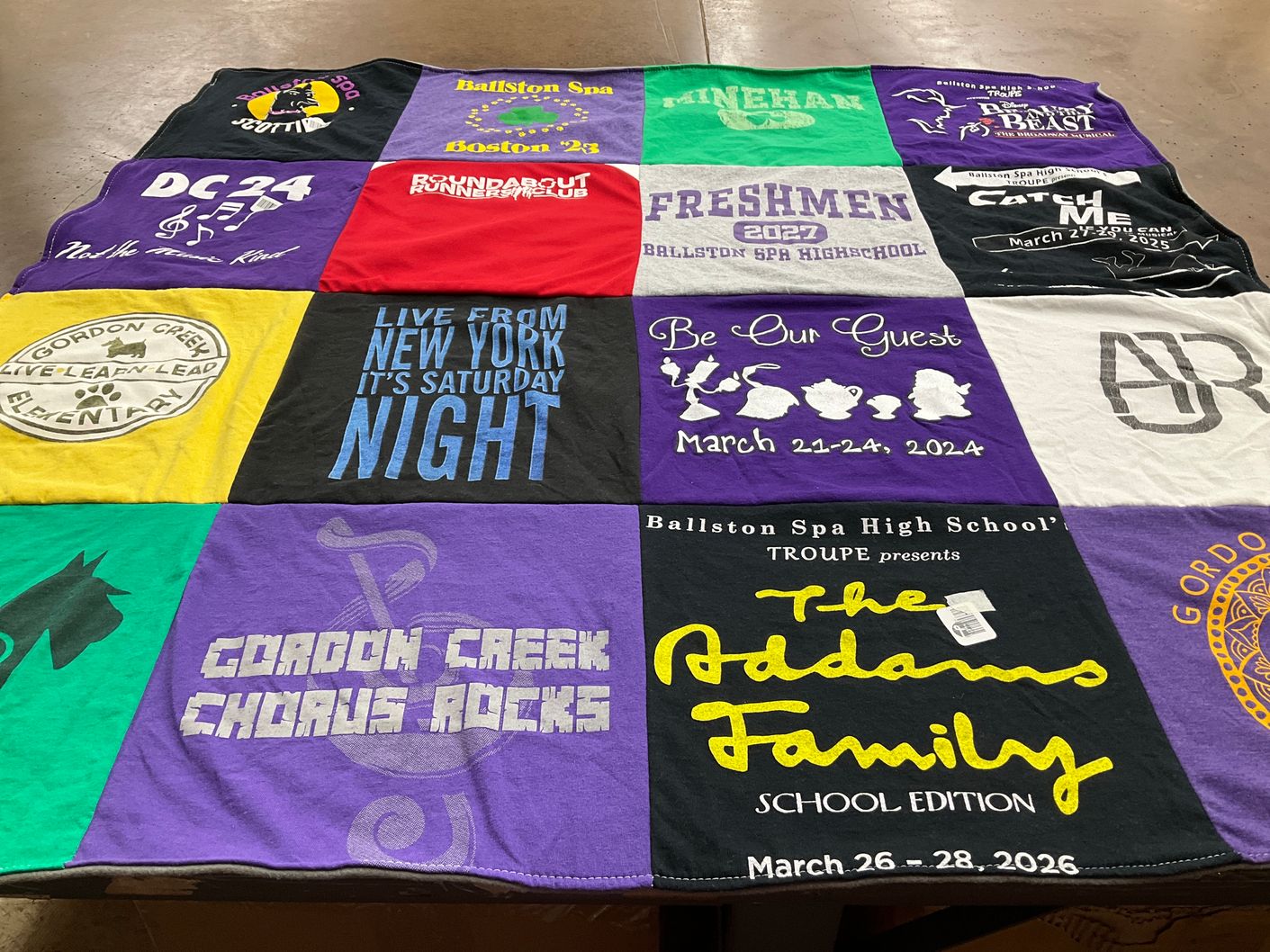 T-shirt quilt from ballston spa high school by Jennifer from NY