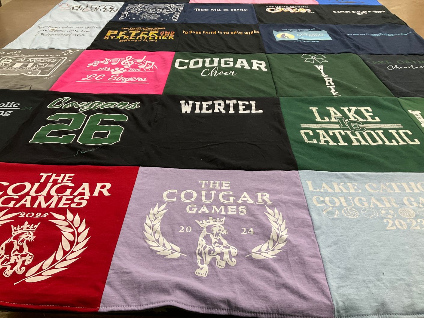 T-shirt quilt featuring lake catholic cougars by Kimmy from OH