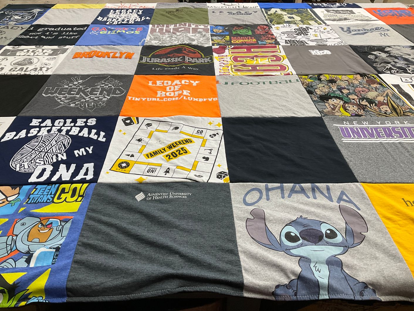 T-shirt quilt from new york university by Miriam from FL