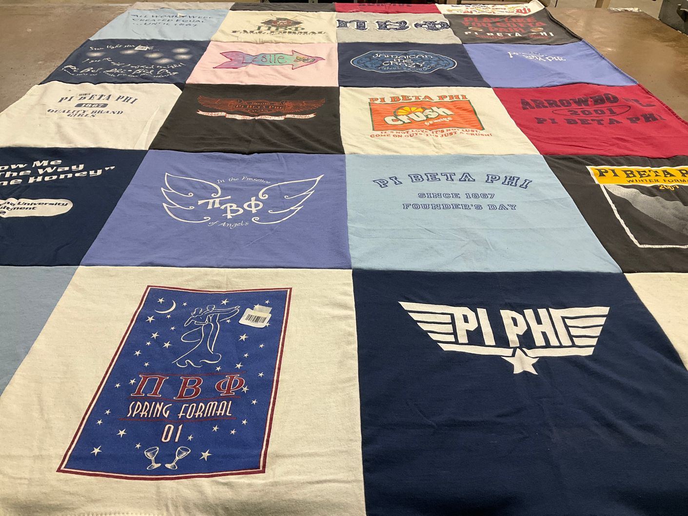 T-shirt quilt from pi beta phi university by Leslie from AZ