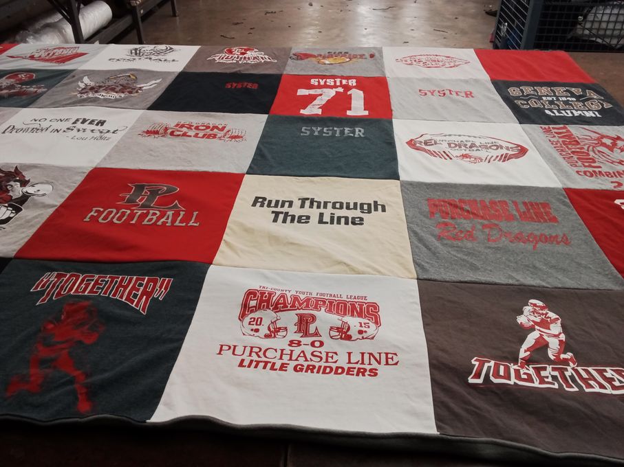 T-shirt quilt featuring purchase line little gridders by Jeff from PA