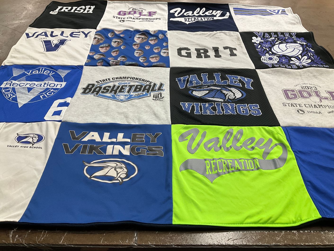 T-shirt quilt featuring valley vikings by Tina from ID