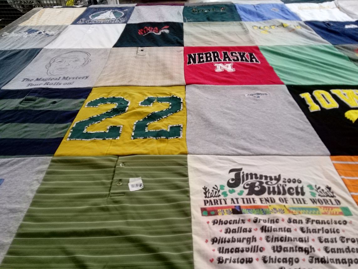 T-shirt quilt from university of nebraska, university of iowa by Lindsay from NJ