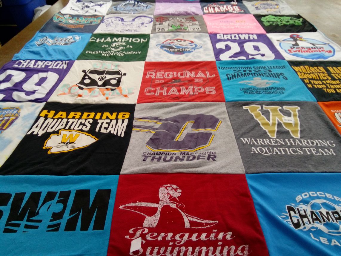 T-shirt quilt featuring warren harding aquatics team by Carolyn from OH