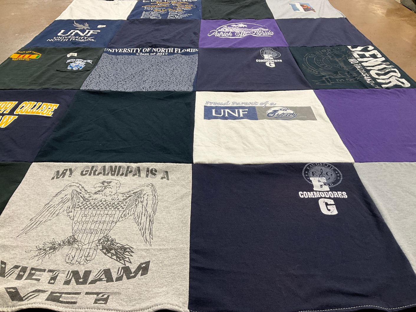 T-shirt quilt from university of north florida by Janet from FL