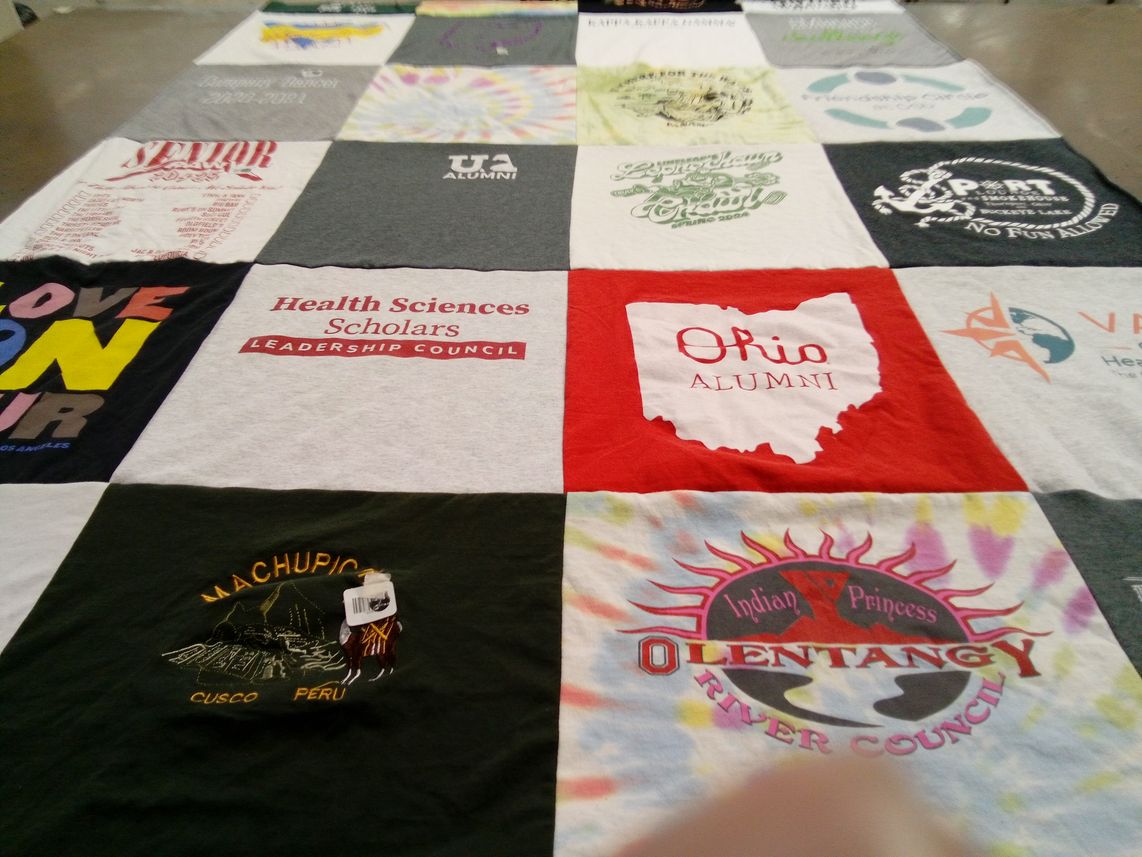 T-shirt quilt from university of alabama, ohio university by Madeline from OH