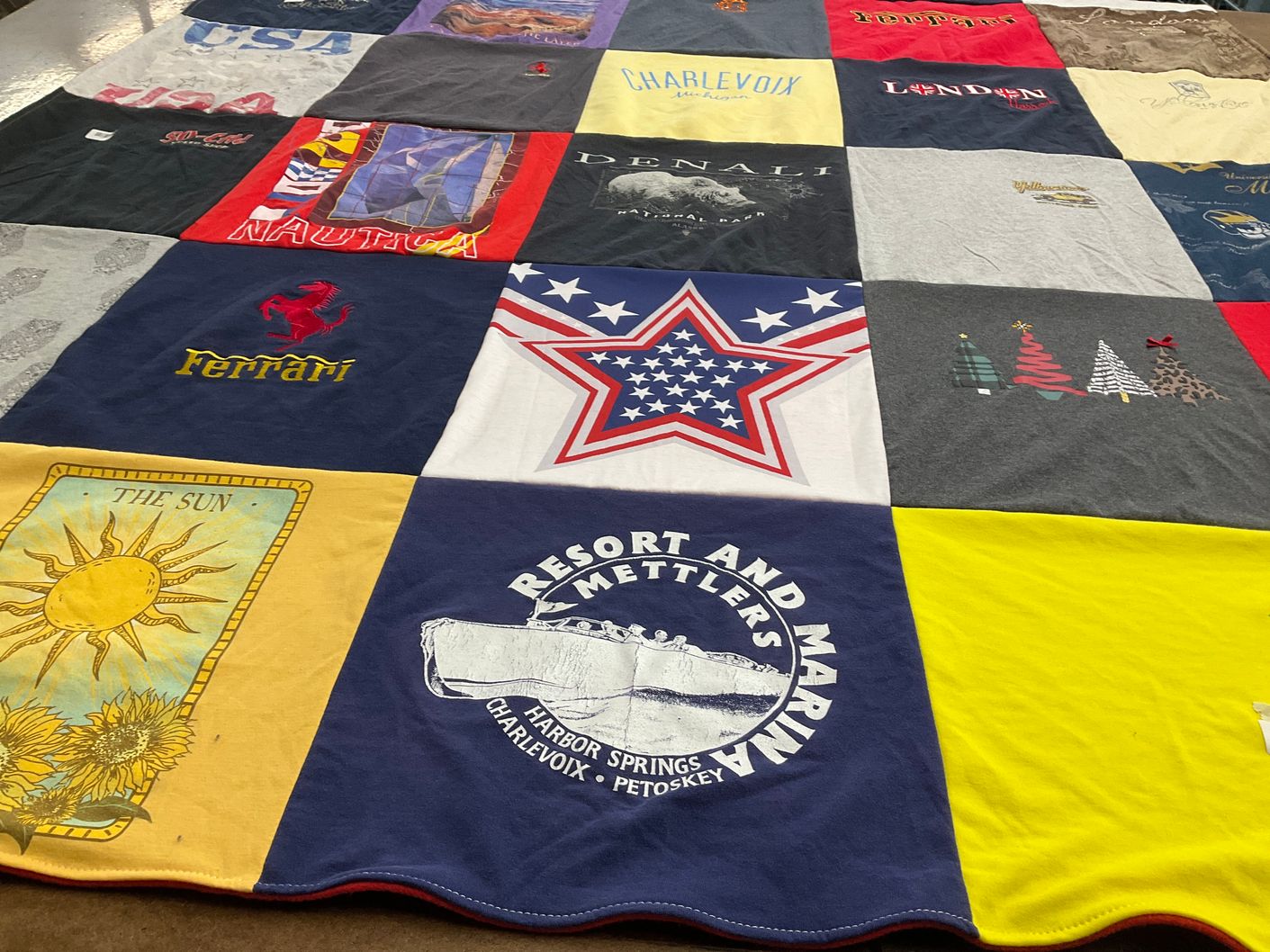T-shirt quilt with travel, nature themes by Kim from MI
