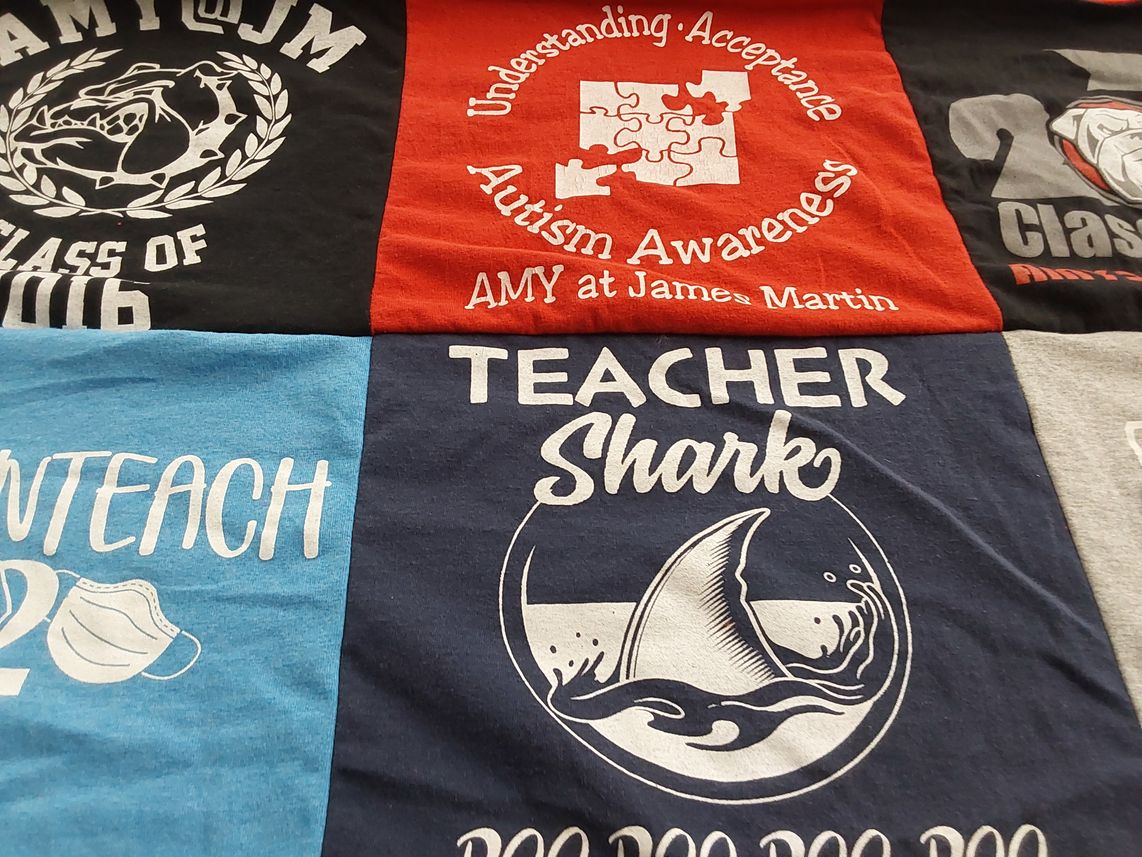 T-shirt quilt from james martin high school by Lawrence from PA