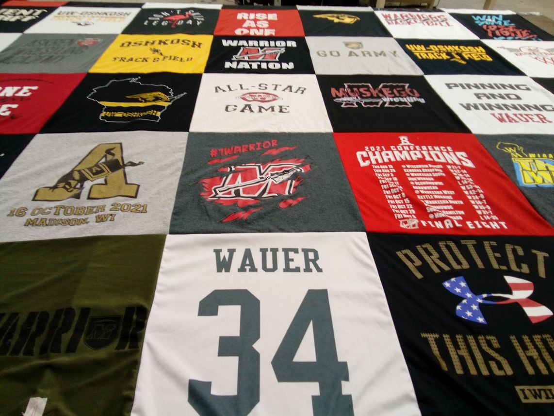 T-shirt quilt from university of wisconsin oshkosh by MIchelle from WI
