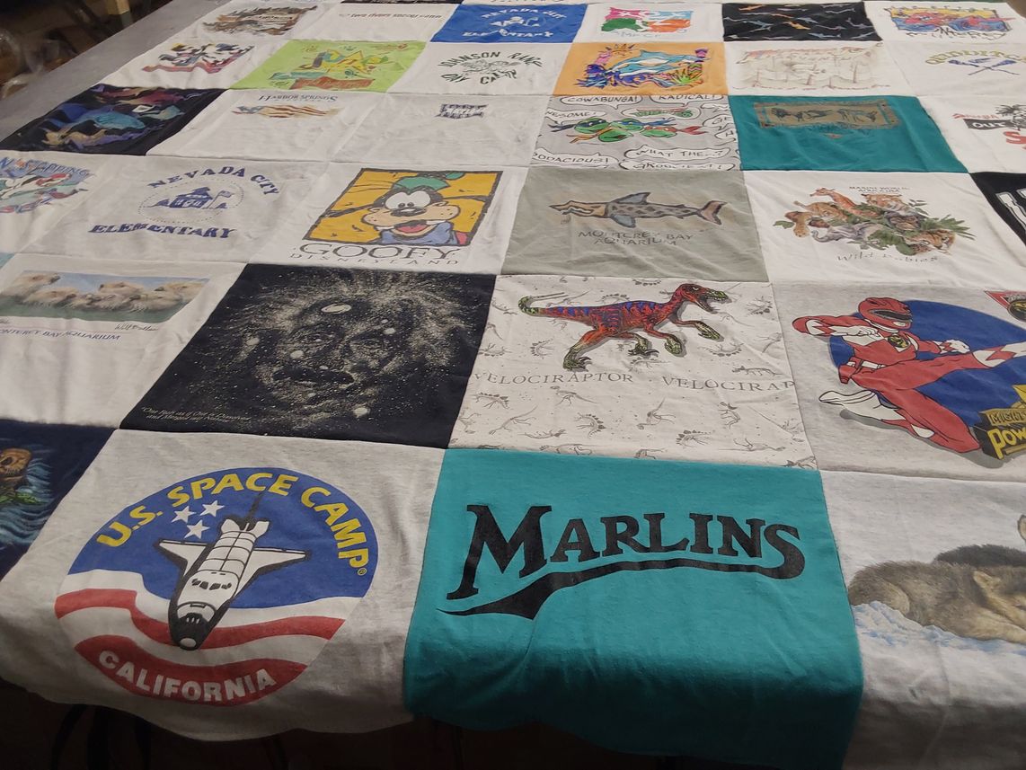 T-shirt quilt featuring marlins by Linda from CA