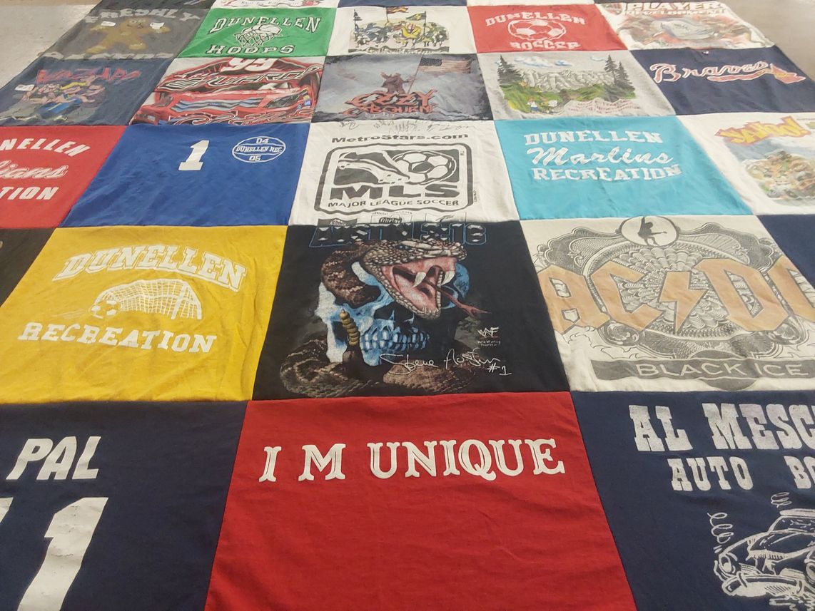T-shirt quilt featuring dunellen soccer, dunellen hoops by Debbie from NJ