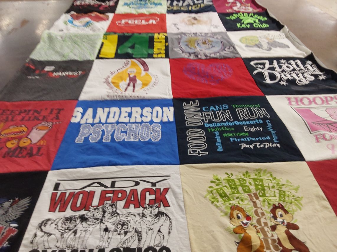T-shirt quilt featuring lady wolfpack by Megan from NC