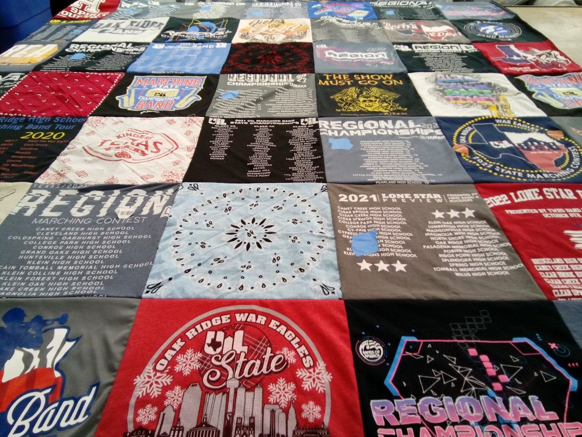 T-shirt quilt featuring oak ridge high school, grand oaks high school by debra from TX