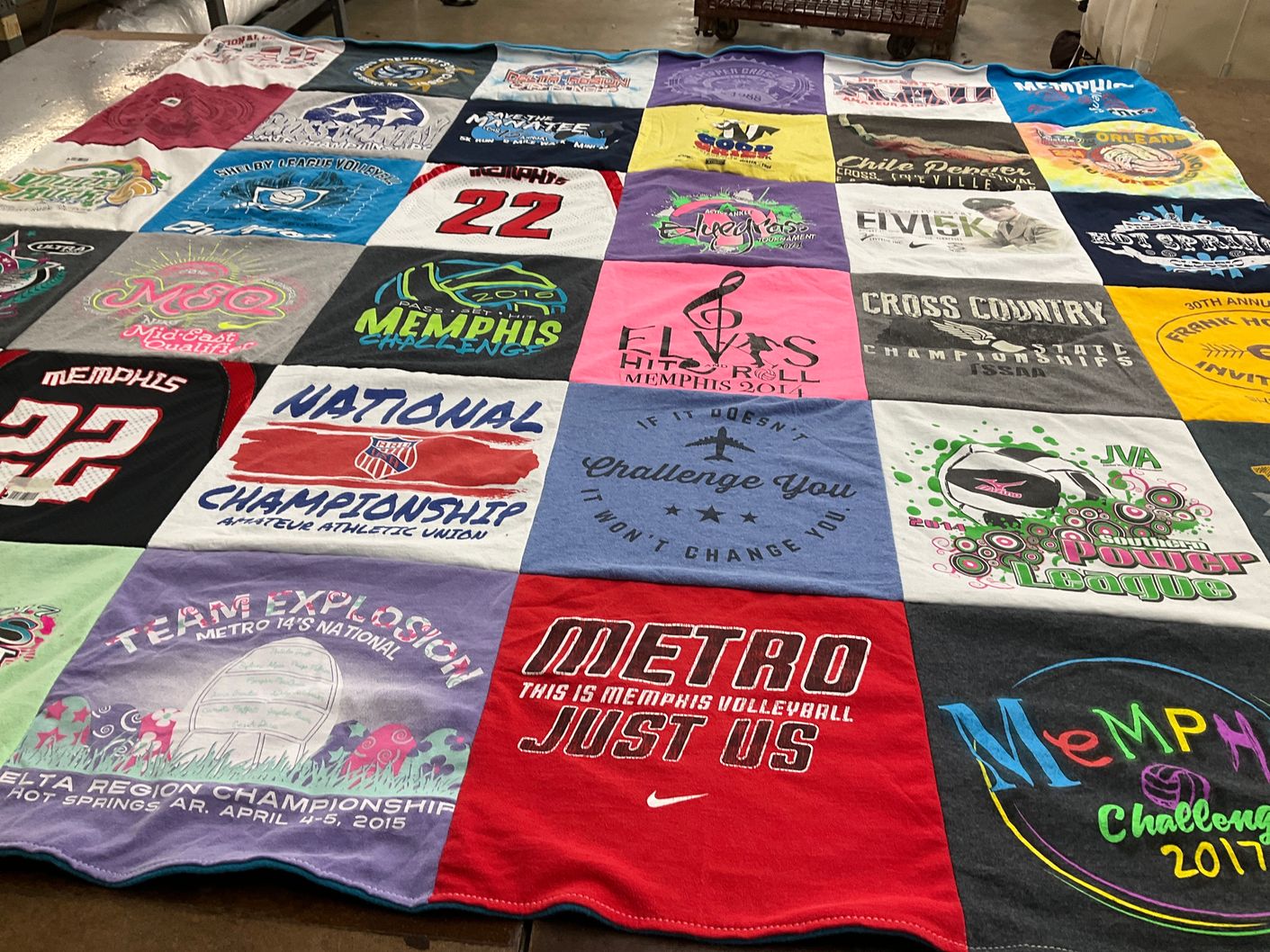 T-shirt quilt featuring memphis volleyball by Pamela from TN
