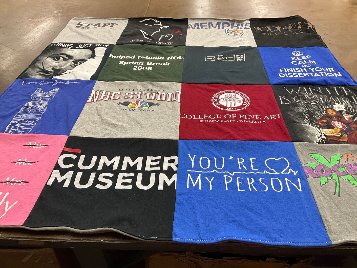 T-shirt quilt from florida state university by Lacy from FL