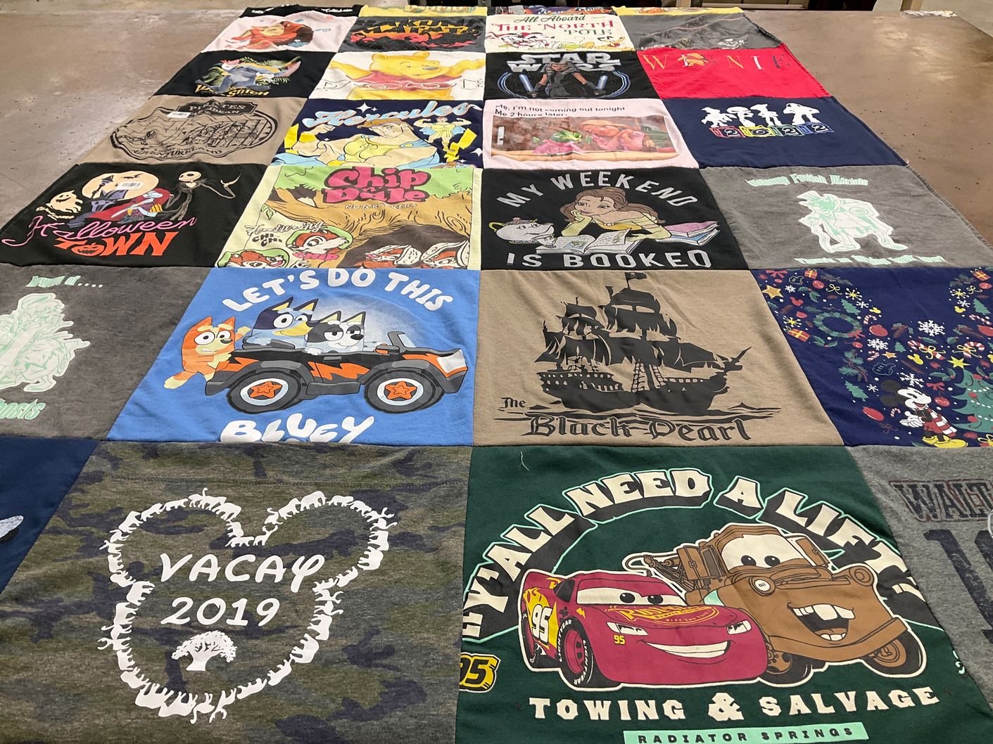 T-shirt quilt with disney, animation themes by Lisa from KY