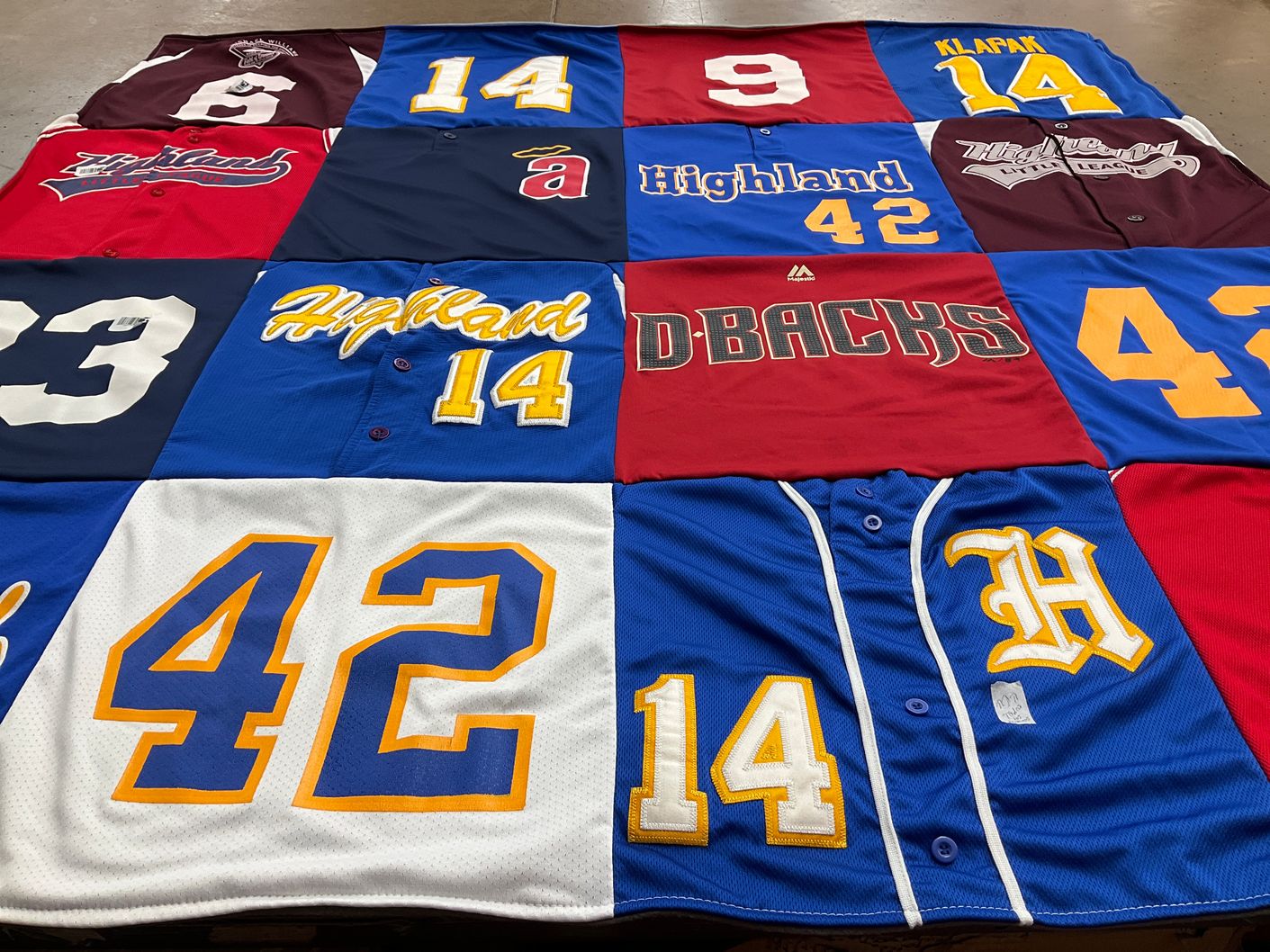 T-shirt quilt featuring highland high school baseball by Joseph from IN